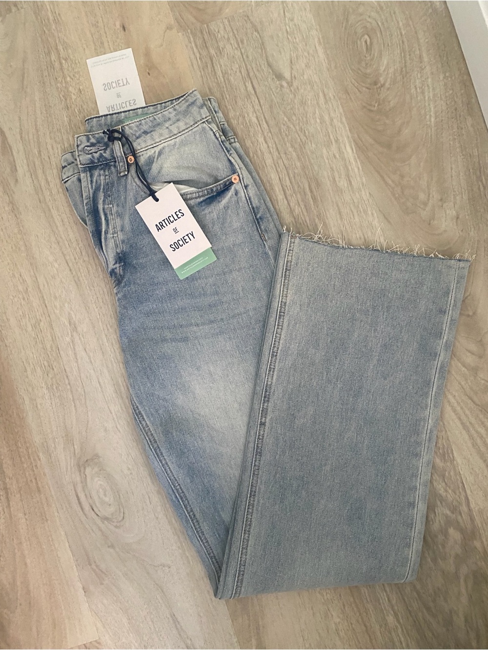 Articles Of Society The Jane Silverlake Light Blue Wide Leg Jeans with Raw Hem